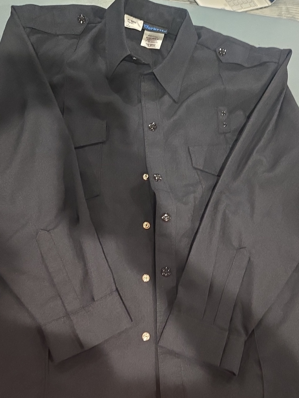 Men's Navy Button-Front Long Sleeve Uniform ShirtShirt